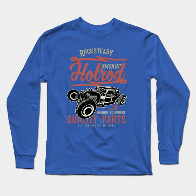 Smoking Hotrod Custom Scene Vintage Long Sleeve T-Shirt by Hariolf´s Mega Store